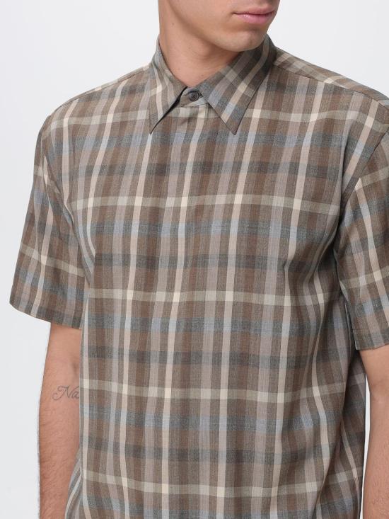 26SS 오라리 반팔 셔츠 A26SS02TC TOP BROWN CHECK DOM - AURALEE