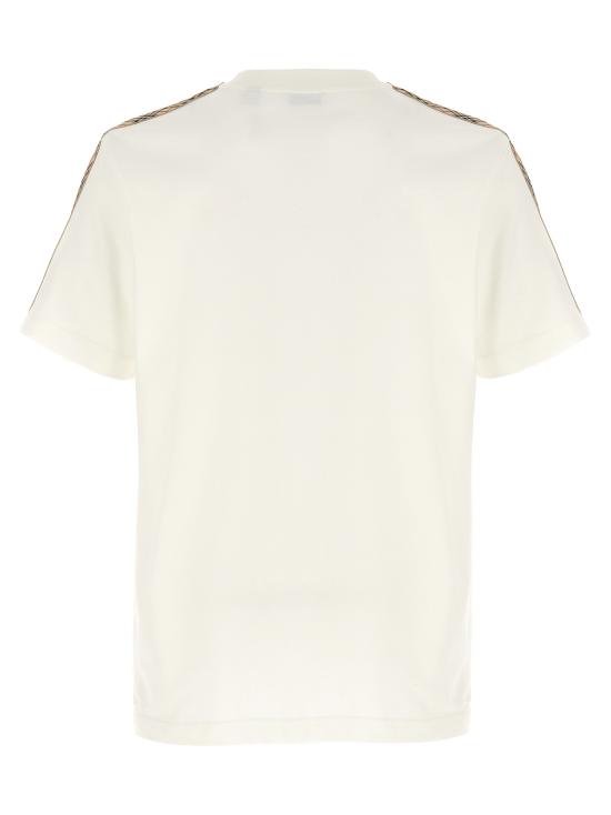 26SS 버버리 체크 트리밍 코튼 티셔츠 8106246 CHALK WHITE DOM - BURBERRY