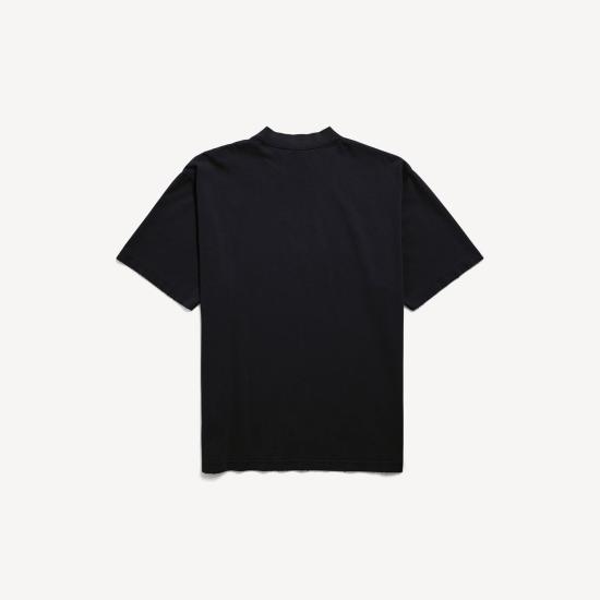 26SS 발렌시아가 메시 스프레이 미디엄 핏 쇼트 슬리브 티셔츠 764235 TUVI6 1000 BLACK DOM - BALENCIAGA