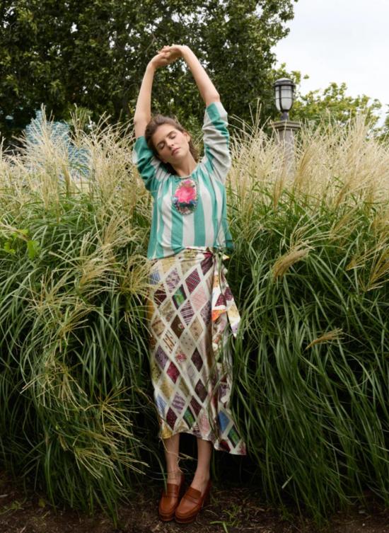  링구아 프랑카 롱 스커트 윌라  다이아몬드 프린트 - LINGUA FRANCA