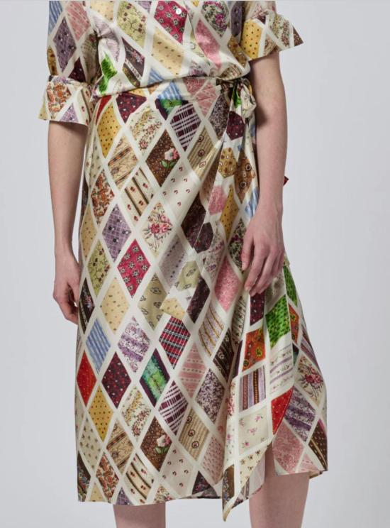  링구아 프랑카 롱 스커트 윌라  다이아몬드 프린트 - LINGUA FRANCA