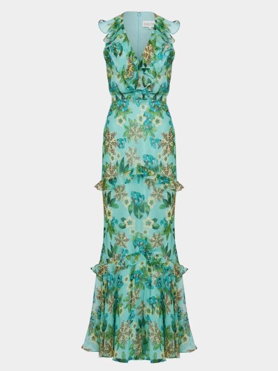  살로니 롱 원피스 Saloni 리타 드레스 피오리 민트 - SALONI