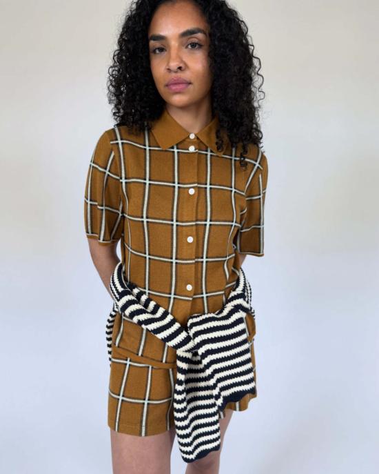  게스트 인 레지던스 셔츠 손님 접대용 피크닉 체크 셔츠 스웨이드 - GUEST IN RESIDENCE