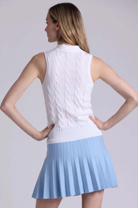  미니 로즈 폴로 티셔츠 코튼 슬리브리스 케이블 폴로 셔츠 - MINNIE ROSE