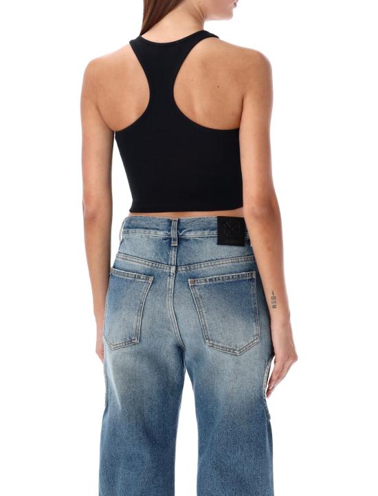  오프화이트 민소매 티셔츠 S 오프 스탬프 크롭탑 블랙 - OFF WHITE