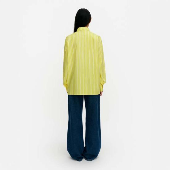  마리메꼬 셔츠 Marimekko 키오스키 셔츠 옐로우 스트라이프 - MARIMEKKO