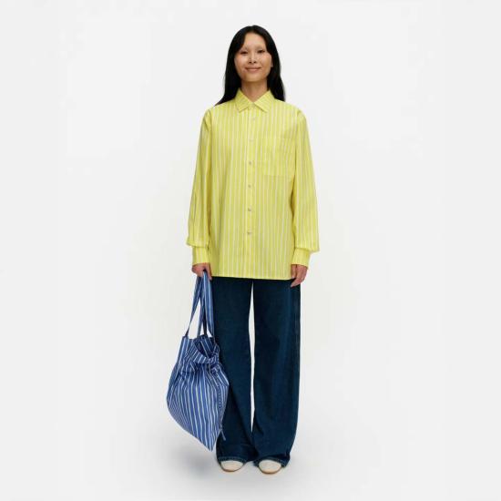  마리메꼬 셔츠 Marimekko 키오스키 셔츠 옐로우 스트라이프