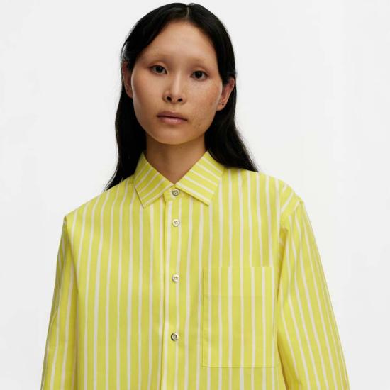 마리메꼬 셔츠 Marimekko 키오스키 셔츠 옐로우 스트라이프 - MARIMEKKO