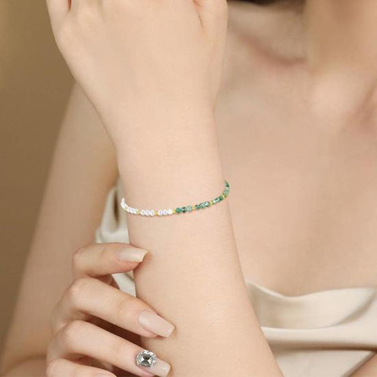  Perimade & Co. LLC 팔찌 페리메이드 앤 코 그린 모스 아게이트 진주 비즈 - OTHER BRANDS