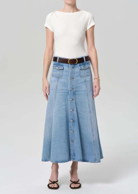  시티즌 오브 휴머니티 데님 스커트 데빈 패치 포켓 맥시 스커트 비엔