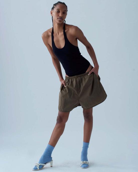  누 스윔 원피스 수영복 문 스윔 쇼츠 브라운