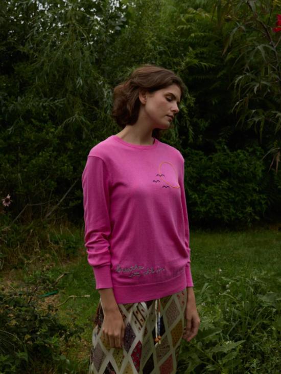  링구아 프랑카 스웨터 브리드 크루넥  마젠타