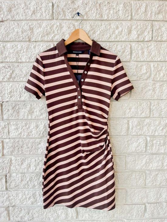  베로니카비어드 숏 원피스 베로니카 비어드 라니에르 드레스 브라운 스트라이프