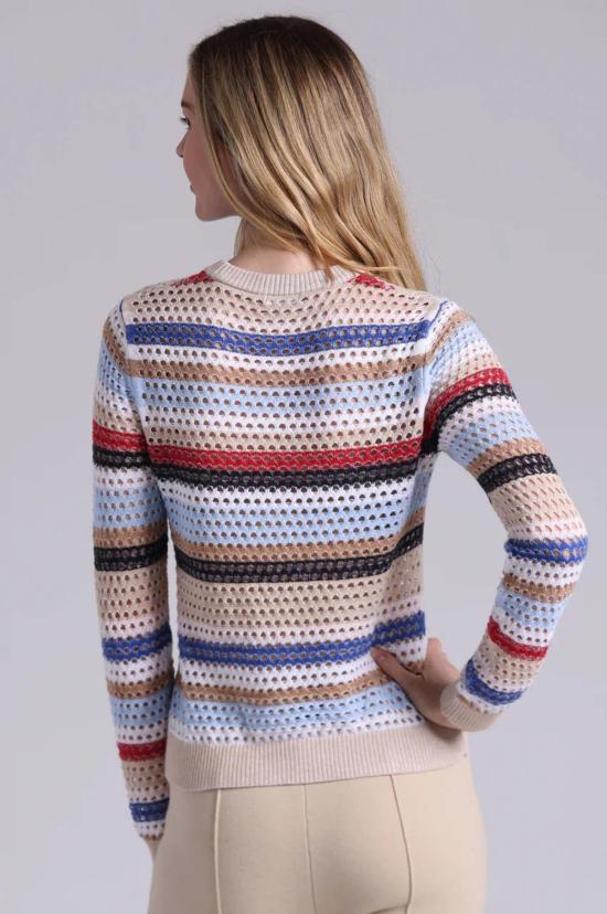  미니 로즈 스웨터 코튼 캐시미어 메시 크루넥 탑 - MINNIE ROSE