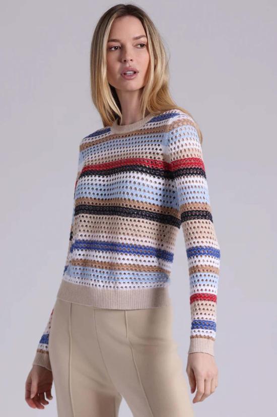  미니 로즈 스웨터 코튼 캐시미어 메시 크루넥 탑 - MINNIE ROSE