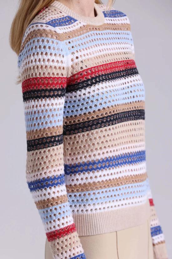  미니 로즈 스웨터 코튼 캐시미어 메시 크루넥 탑 - MINNIE ROSE