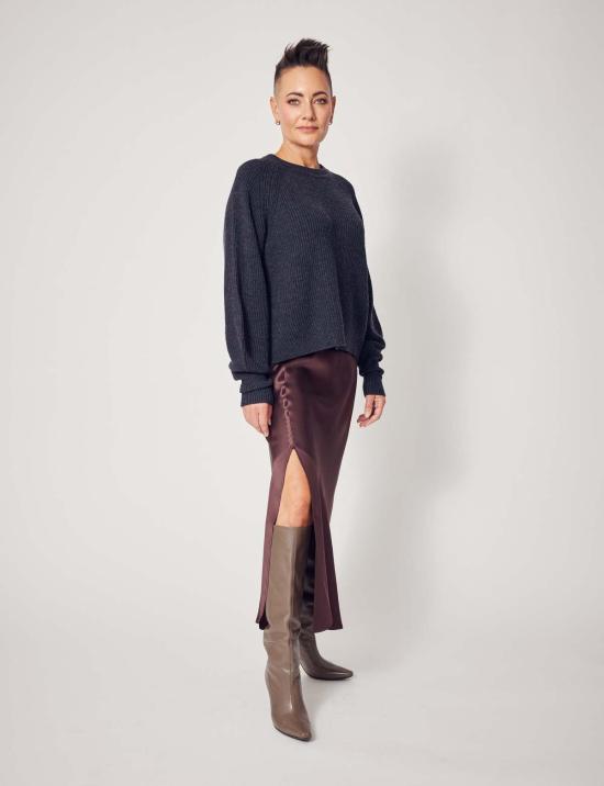  린제이 니콜라스 뉴욕 트렌치 코트 린지 니콜라스 뉴욕 실크 슬릿 스커트 초콜릿 - LINDSAY NICHOLAS NEW YORK