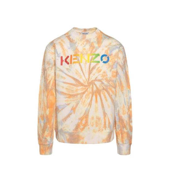  겐조 긴팔 티셔츠 코튼 로고 스웨트셔츠 오렌지 - KENZO