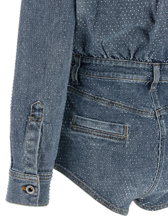  셀프 포트레이트 점프수트 라인스톤 데님  블루 - SELF PORTRAIT