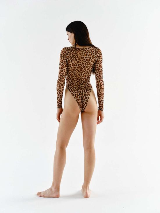  마이 쁘띠 바디수트 티셔츠 미샤 레오파르도 바디수트 - MAI PETIT