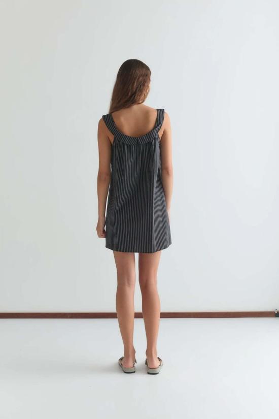  데이지 스튜디오 숏 원피스 Deiji Studios 모노 스트라이프 라운드 칼라 드레스 - DEIJI STUDIO