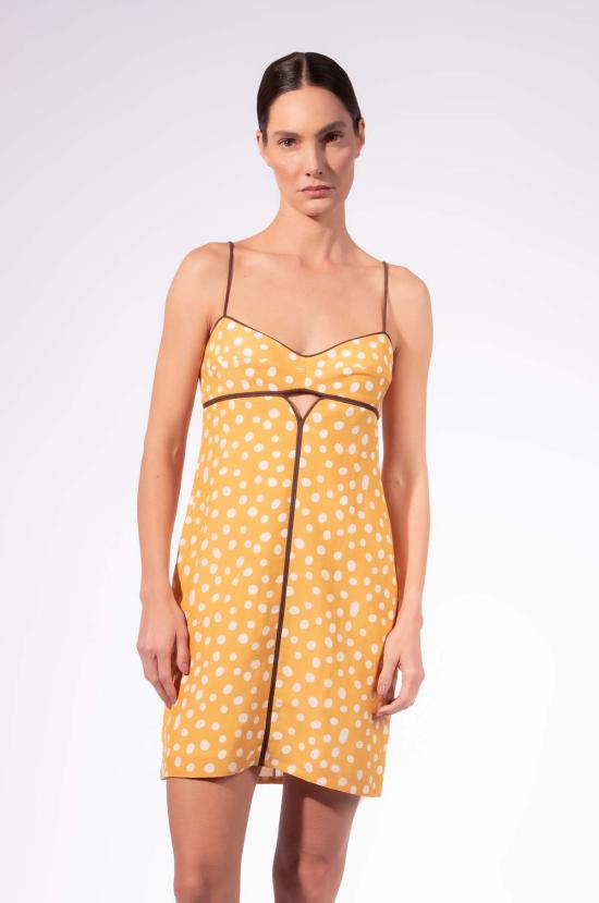 아드리아나 디그리스 숏 원피스 아드리아나 데그리어스 폴카 도트 미니 드레스 캐슈 옐로우