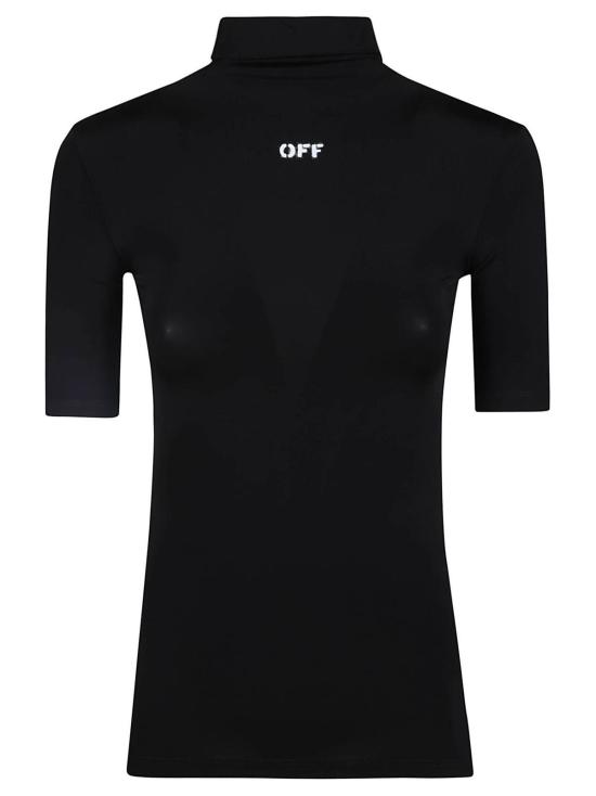  오프화이트 반팔 티셔츠 오프스탬프 롤넥 반팔 티셔츠 네로 - OFF WHITE