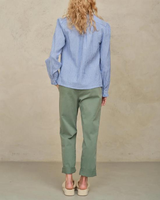  엠에이비이 셔츠 M.A.B.E 크리시 롱셔츠 블루 스트라이프 - M.A.B.E