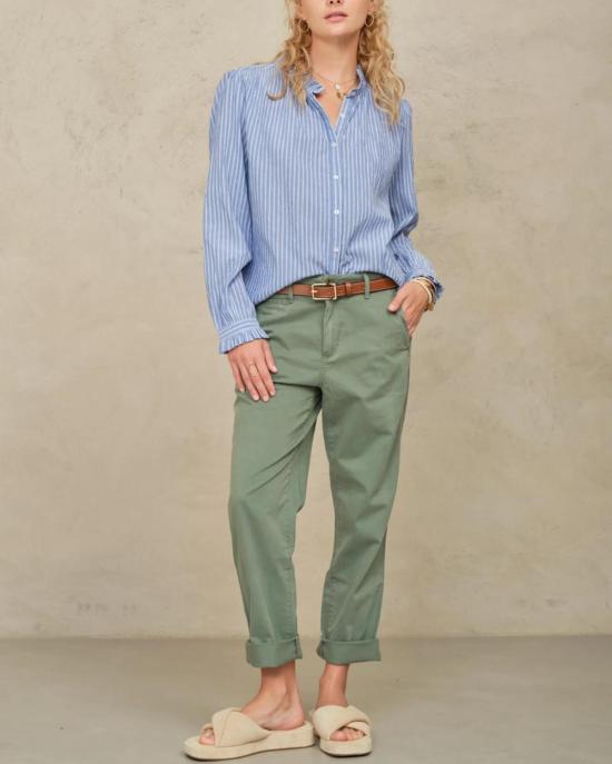  엠에이비이 셔츠 M.A.B.E 크리시 롱셔츠 블루 스트라이프 - M.A.B.E