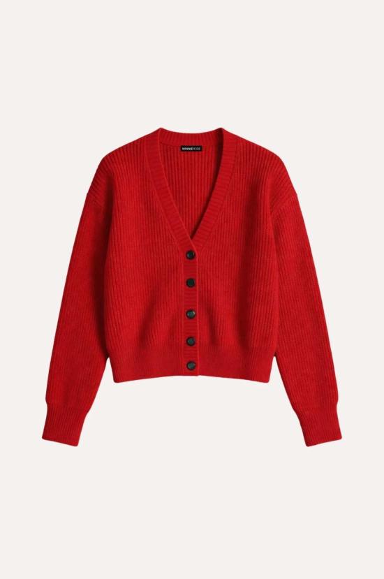  미니 로즈 가디건 코튼 셰이커 크롭