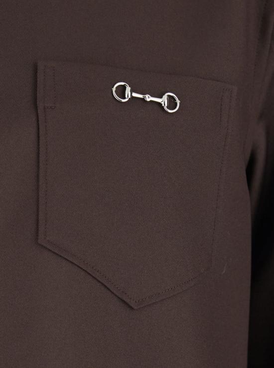  구찌 셔츠 클래식 칼라 호스빗 앞면 셔츠 브라운 - GUCCI