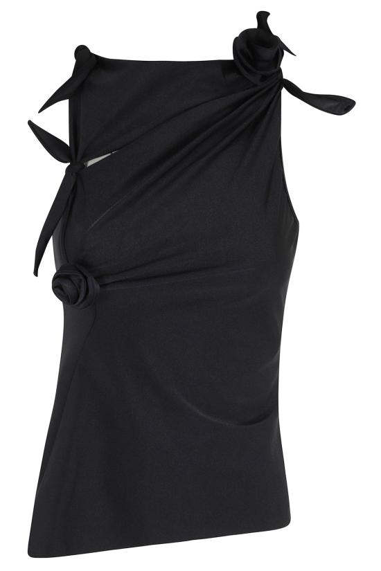  코페르니 블라우스 플라워 탑 블랙