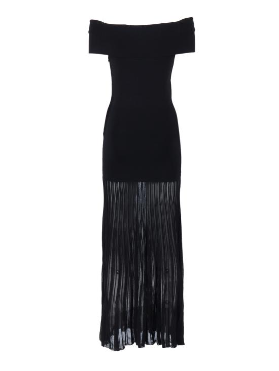  마이클 코어스 롱 원피스 폴드오버 시스루 맥시 드레스 블랙