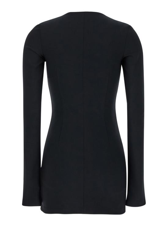  디 아티코 숏 원피스 애티코 미니 드레스 (브랜드 로고가 새겨진 지퍼 손잡이, 테크 패브릭 소재, 블랙) - THE ATTICO