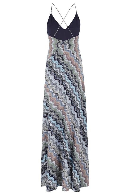  미소니 롱 원피스 미쏘니 민소매 롱 셰브론 드레스 멀티컬러 - MISSONI