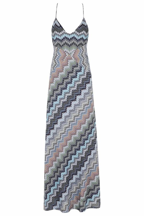  미소니 롱 원피스 미쏘니 민소매 롱 셰브론 드레스 멀티컬러