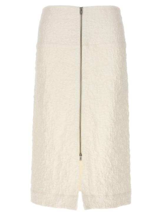  질샌더 롱 스커트 질 샌더 엠보싱 코튼  화이트