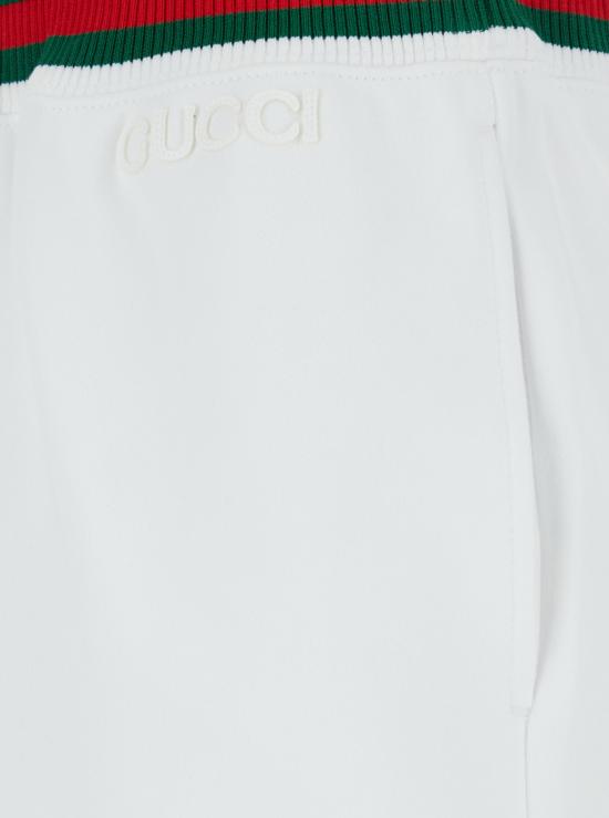  구찌 미디 스커트 웹 디테일 로고 레터링 자수 코튼  화이트 - GUCCI