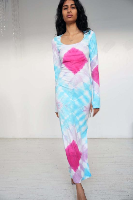  아바카시 롱 원피스 타이 다이 타라 드레스 - ABACAXI