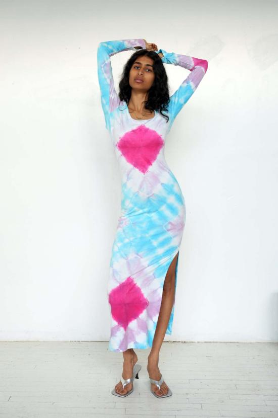  아바카시 롱 원피스 타이 다이 타라 드레스 - ABACAXI