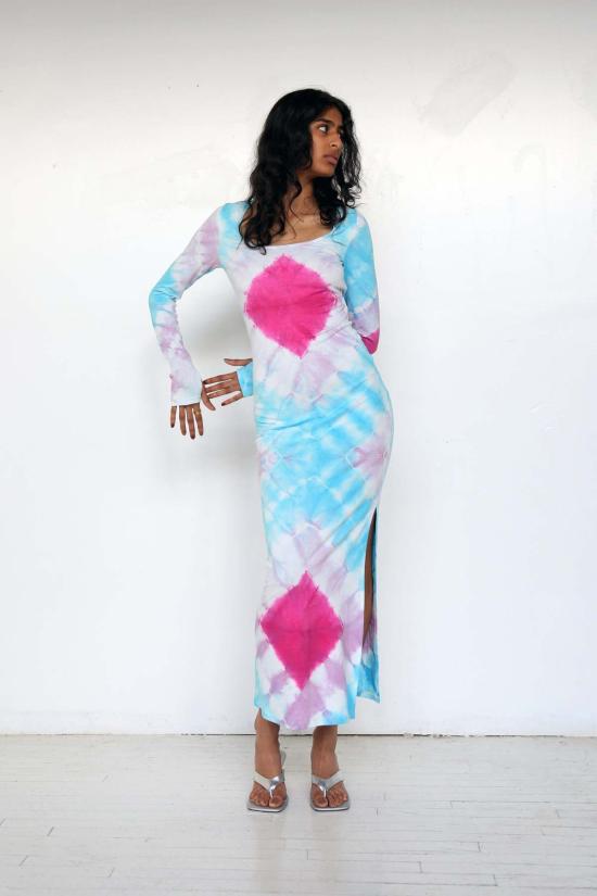  아바카시 롱 원피스 타이 다이 타라 드레스 - ABACAXI