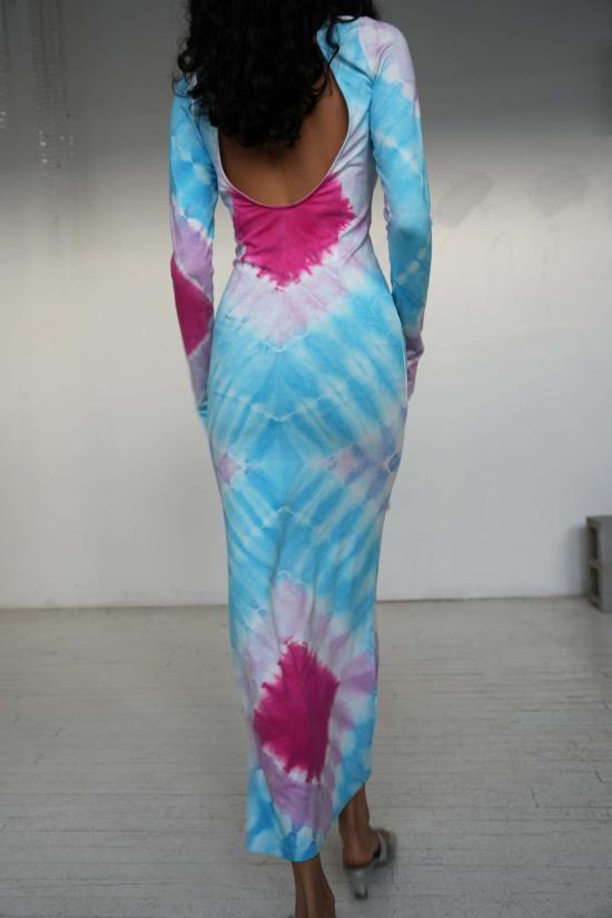  아바카시 롱 원피스 타이 다이 타라 드레스 - ABACAXI