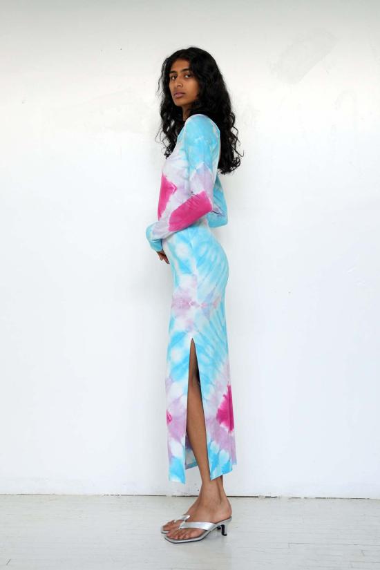  아바카시 롱 원피스 타이 다이 타라 드레스 - ABACAXI