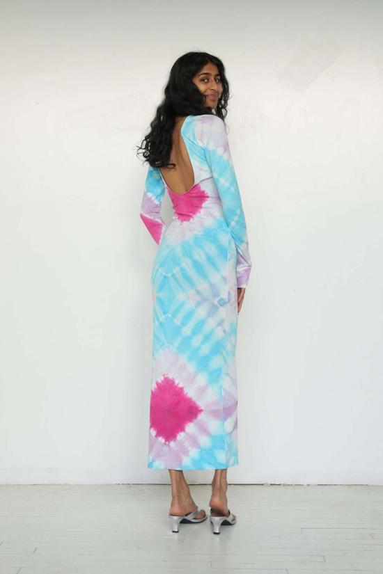 아바카시 롱 원피스 타이 다이 타라 드레스 - ABACAXI