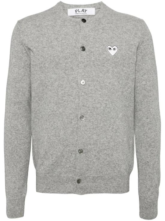 25FW 꼼데가르송 플레이 화이트 하트 니트 가디건 AX N065 051 Grey