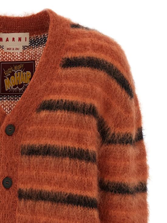  마르니 가디건 브러시드 스트라이프  오렌지 - MARNI