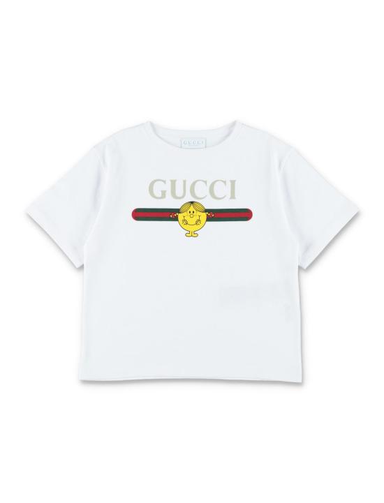  [키즈] 구찌 티셔츠 키즈 미스터 맨 리틀 미스 오버사이즈 티셔츠 옵티컬 화이트