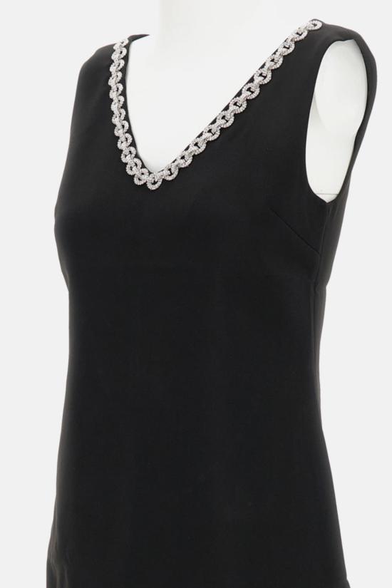  셀프 포트레이트 숏 원피스 라인스톤 장식 미디 드레스 블랙 - SELF PORTRAIT