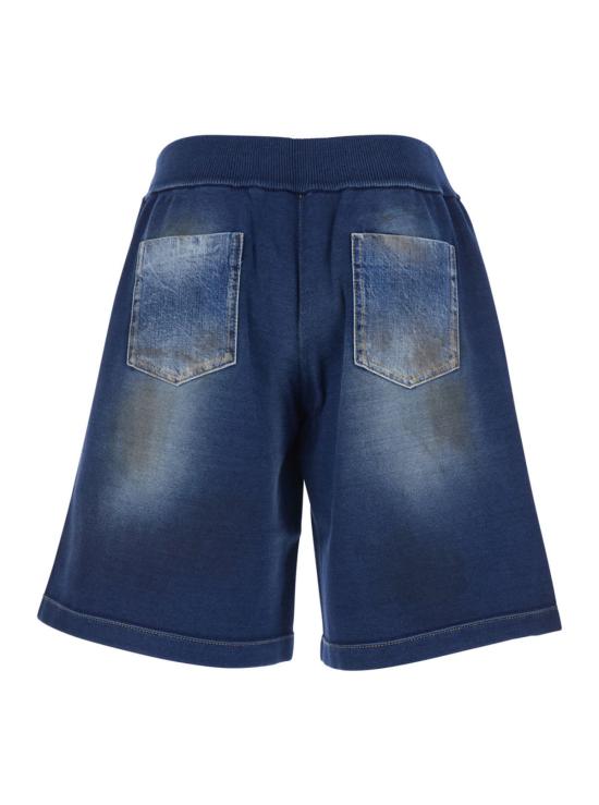  디스퀘어드2 데님 숏팬츠 Dsquared2 엘라스틱 웨이스트 워싱 효과 쇼츠 블루 - DSQUARED2