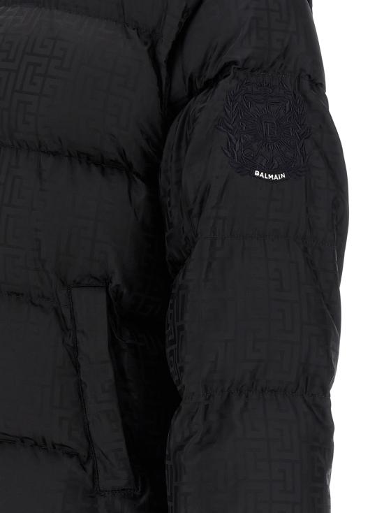  발망 패딩 모노그램 PB 라비린토 다운 재킷 블랙 - BALMAIN